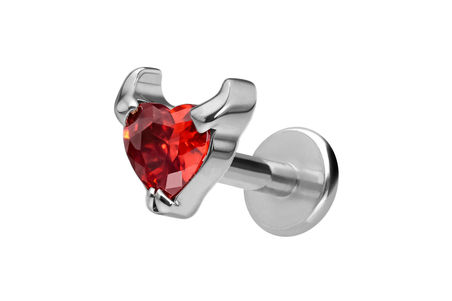 Titan Labret Piercing mit Innengewinde TEUFELSHERZ